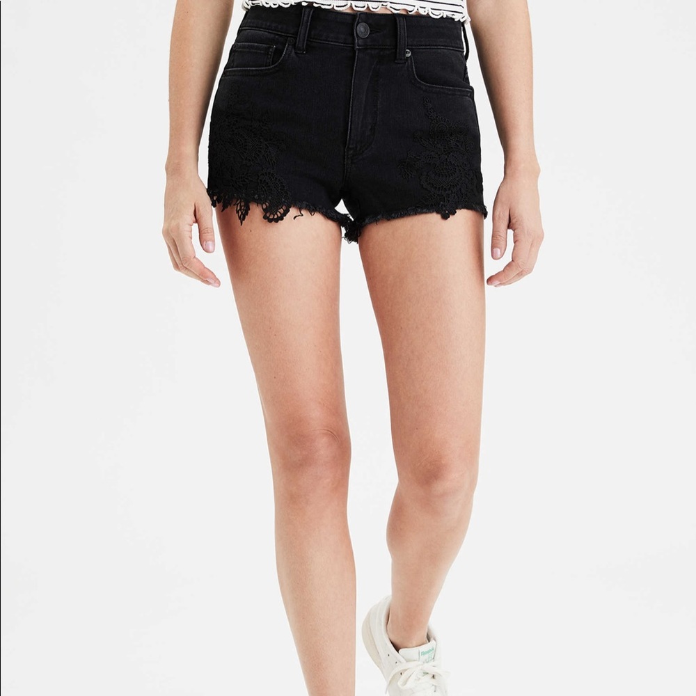 American Eagle Black embroidered shorts